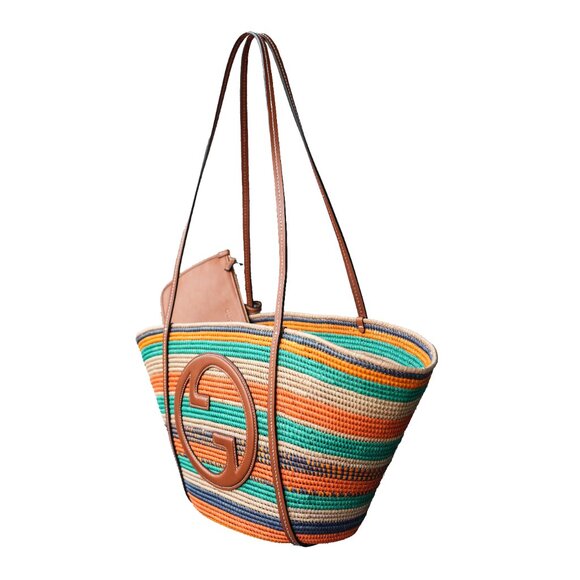 Gucci Raffia Round Interlocking G Tote with Pouch - Picture 2 of 10